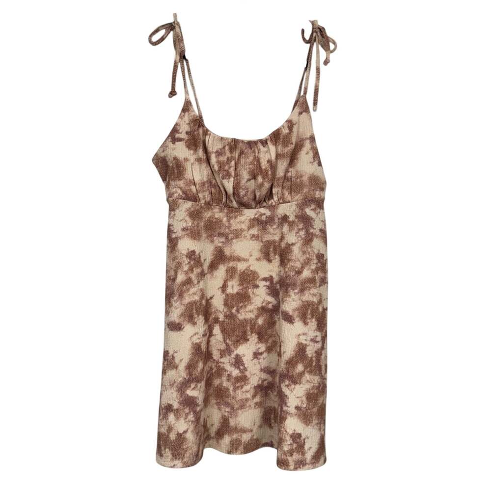 Topshop Pink Cream Tie Dye Strappy Mini Dress Womens 4 Beachy Summer Casual